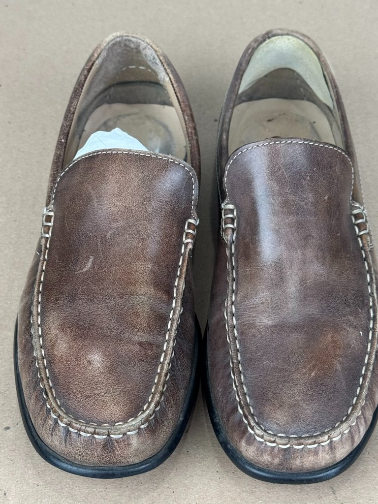 Ecco Men's Brown Leather Loafers Size 41 Us 7-7.5 Extra Width Driving Shoes